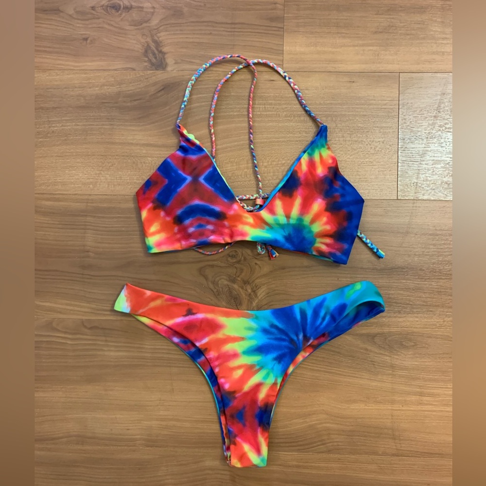 Zaful multicolored tie dye bikini